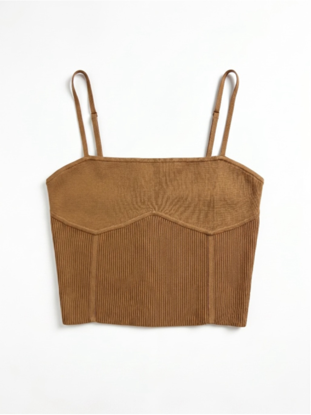 BABATON Suite Sculpt Knit Bustier Cropped Camisole Brown Top, Sz L